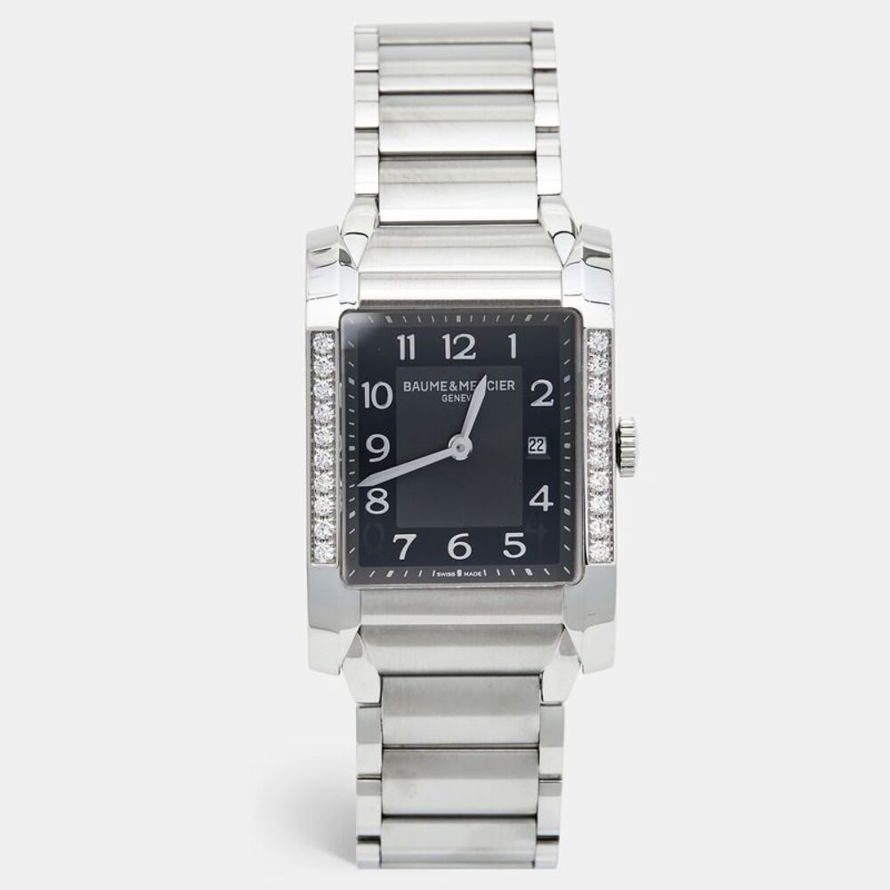 Baume & Mercier Stainless Steel Diamond Hampton 65694 Women Wristwatch 27mm